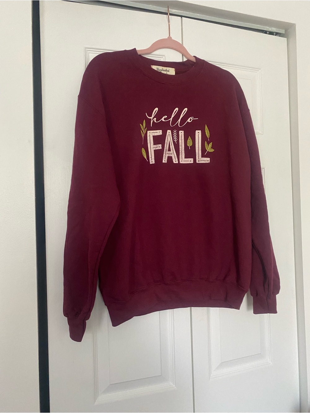Hello Fall Maroon Crewneck Sweatshirt - Unbranded